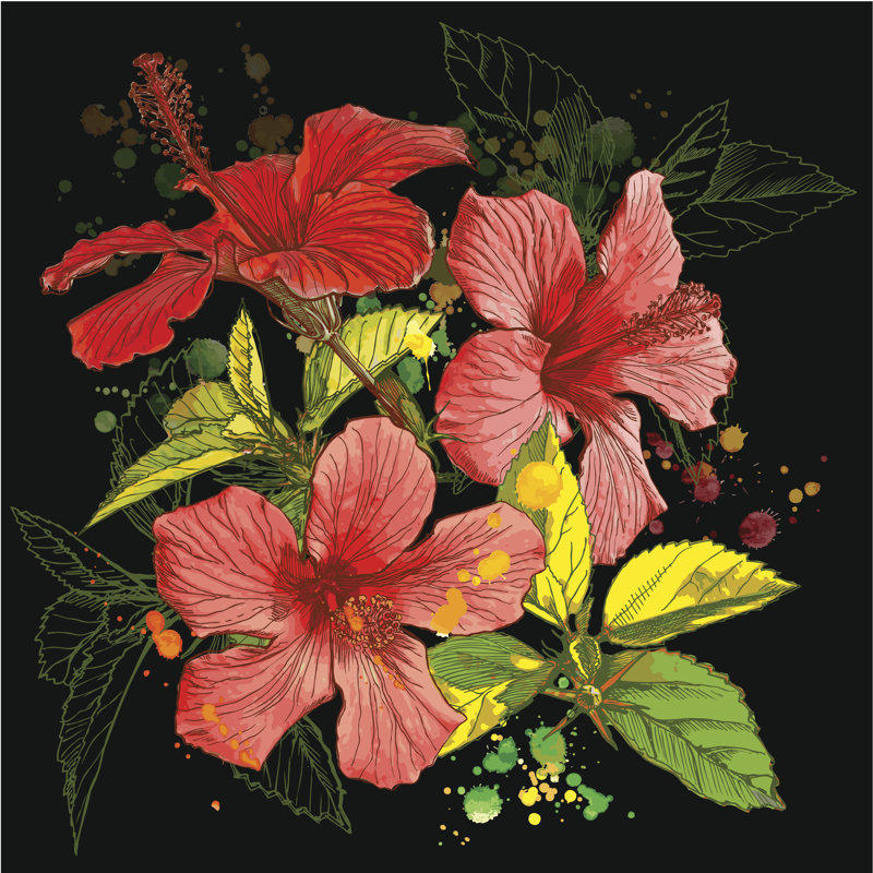 Fleur d'hibiscus, H 12 po x l 12 po