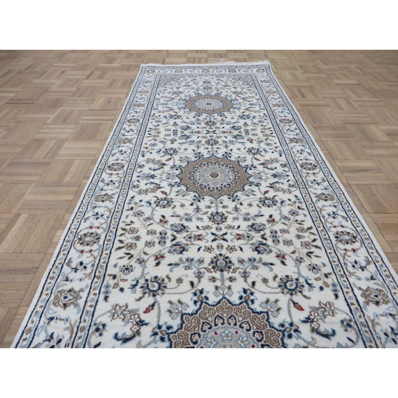 Tapis de zone de tapis de couloir 2 pi 10 po x 10 pi 1 po one-of-kind-noué la ivoire main Shana