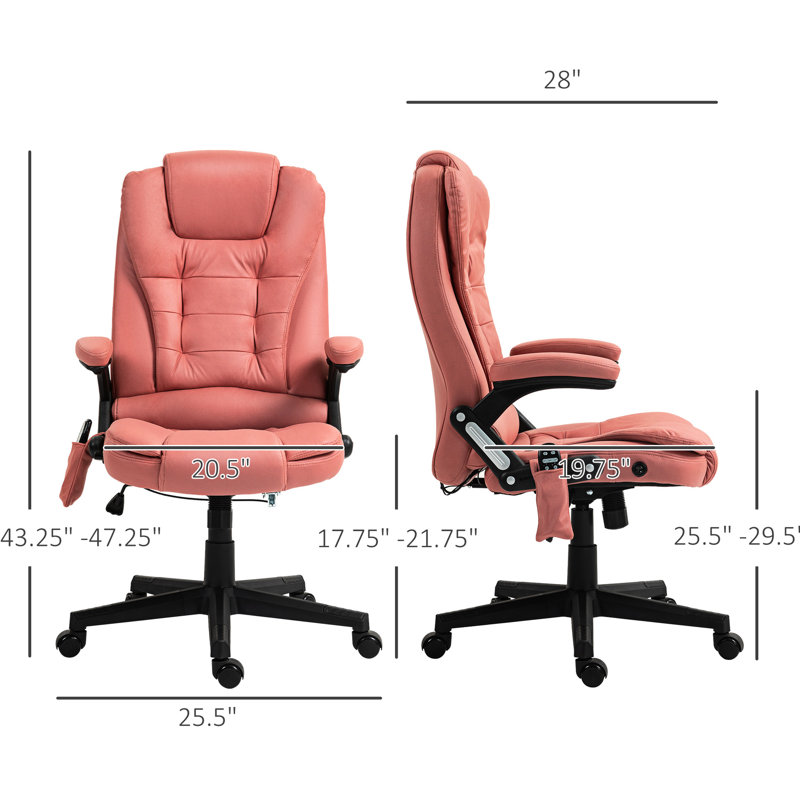 Fauteuil de bureau à massage avec fonction de chaleur - orange, dossier haut, siège réglable, réduit les douleurs physiques, rembourré et vibration à 6 points améliore la concentration
