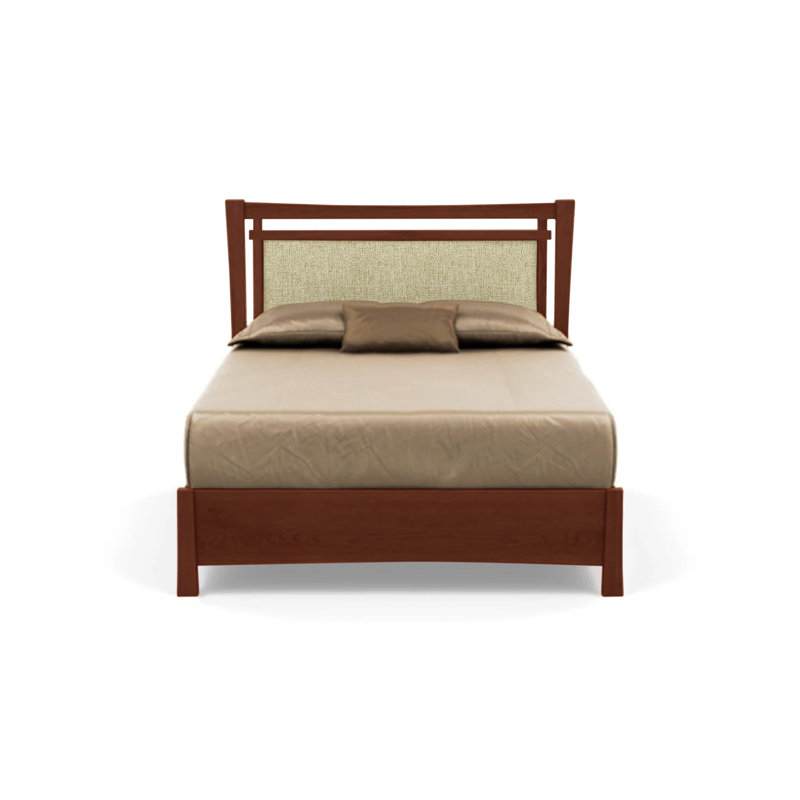 Monterey Upholstered Bed, California King, Ebony Leather, Cognac Cherry