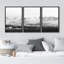 «Snowy Black & White Mountain Range Valley Nature Photographie Modern Art Scenic Chic Living Room» 3 pièces-100781177-100781178