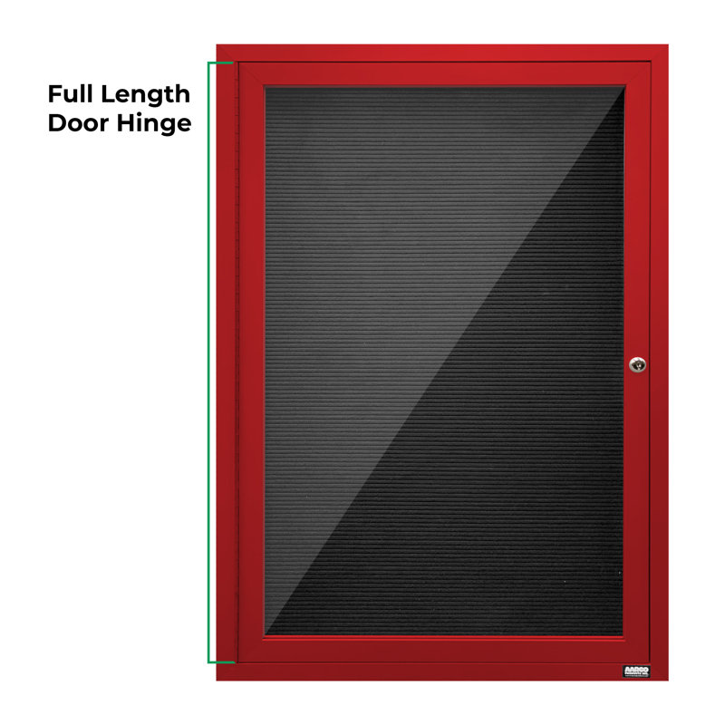 Tableau d'affichage mural fermé pour armoire d'annuaire, Rouge thermolaqué, Un, H 36 po x l 24 po