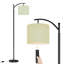 Lampe sur pied à arc avec abat-jour réglable à rayures vertes, lignes délicates, lampe sur pied à texture douce, 3 températures de couleur, gradateur haut avec interrupteur au pied pour la chambre à coucher