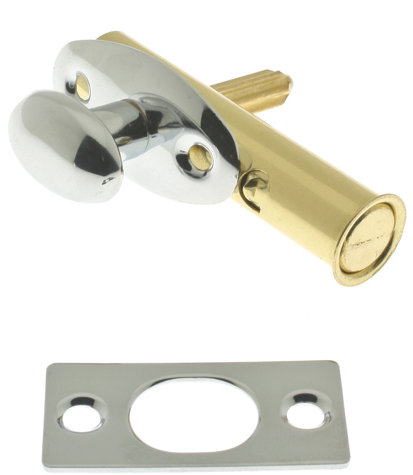 Solid Brass Mortise Door Bolt, Polished Chrome