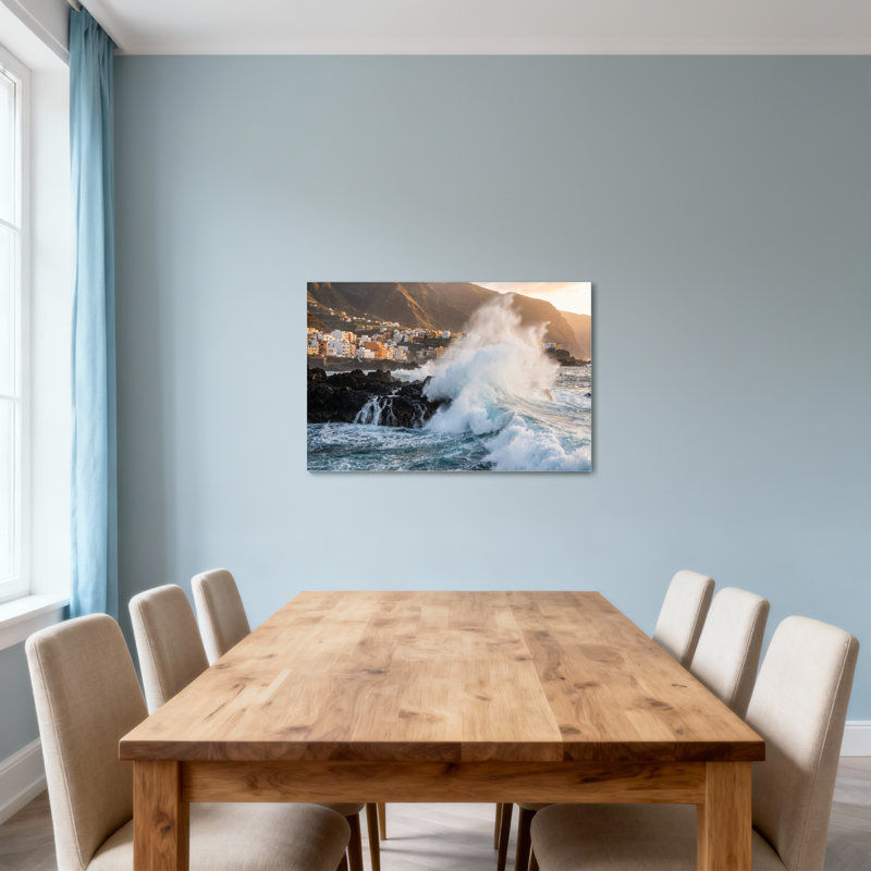 Paysage et nature Les vagues de l'océan se brisent contre le rivage rocheux, H 16 po x l 24 po