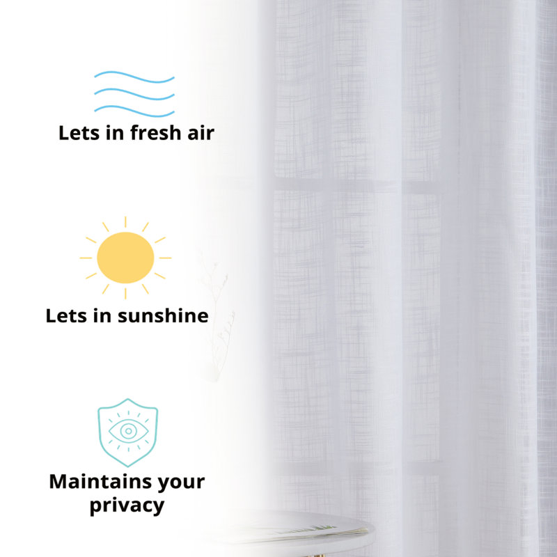 Hallmark Solid Semi-Sheer Faux Linen Polyester Grommet Curtain Panels, White, 54" W x 84" L