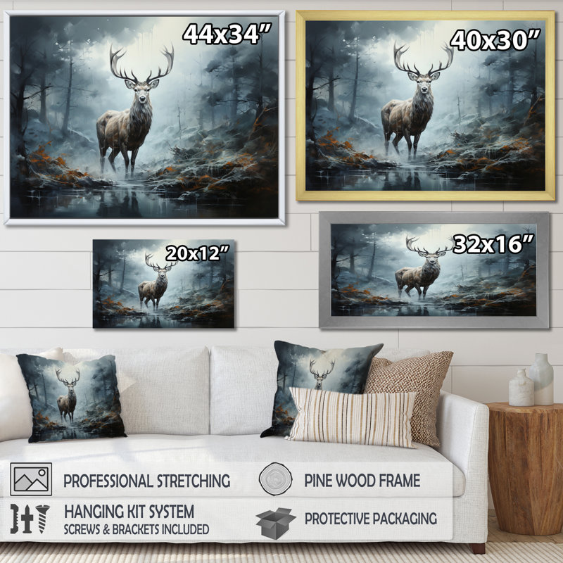 Deer Whispering Mist I - impression, Toile tendue, H 34 po x l 44 po x P 1,5 po