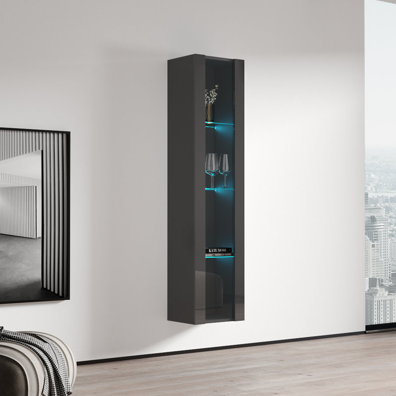 Fly 15.75" Type-21 Floating Grey Bookcase, Grey, (2 Shelves) 50" H x 15.75" W x 11.5" D