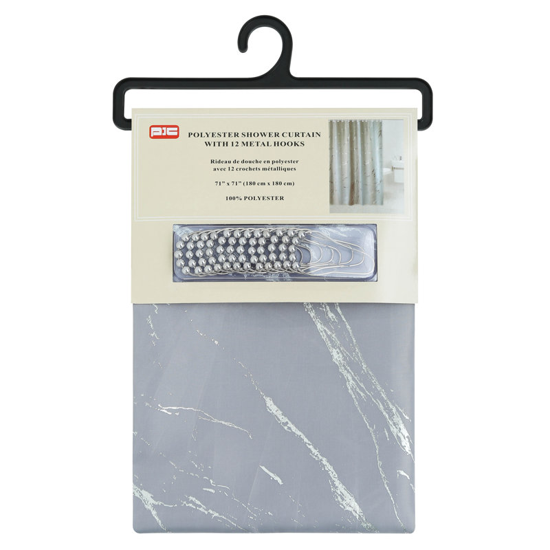 Rideau de douche simple + crochets