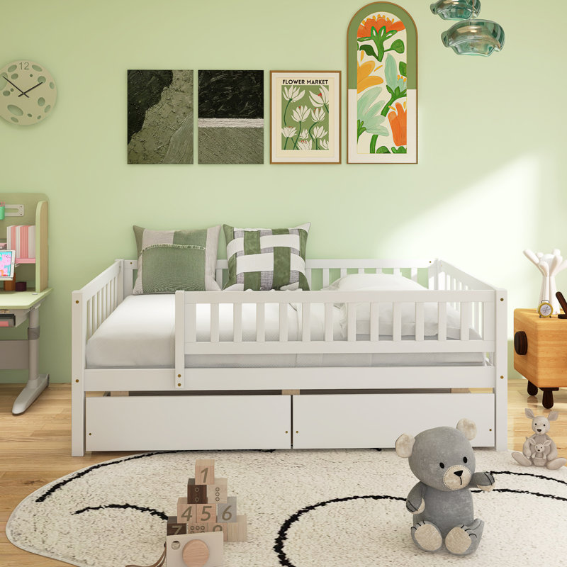 Daybed Wood Bed With Two Drawers, Full, White