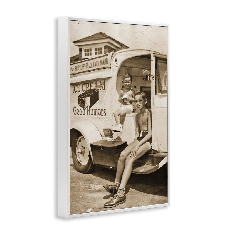 Giclée encadrée de camion de crème glacée rétro, design par Grotto Studios, H 30 po x l 20 po