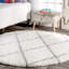 Tapis blanc à poil long à motif marocain performance Darryll-49713109