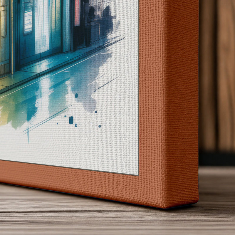 Dusk in Tokyo Japandi - Wrapped Canvas, 36x24 - 91.4 x 61.0 cm, Terracotta Border