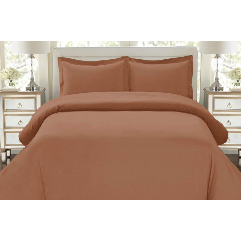 Ensemble de housse de couette réversible en microfibre à densité de tissage 1500 avec taies décoratives, Bronze