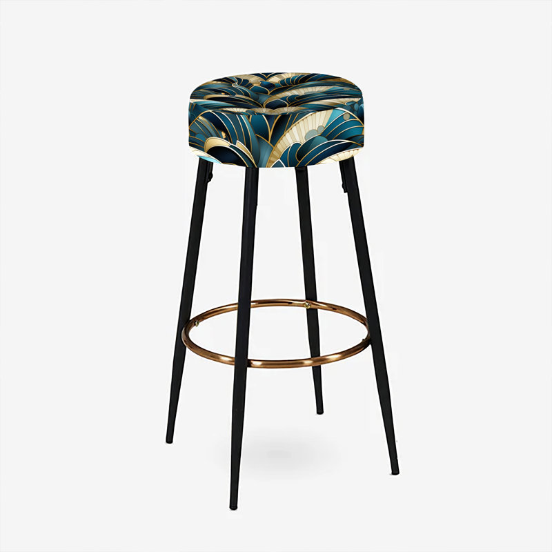 Ensemble de 2 tabourets de bar en émeraude et or Art Deco
