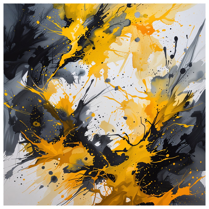 Tapisserie abstraite «Splatter», H 104 po x 88 avec 4 œillets