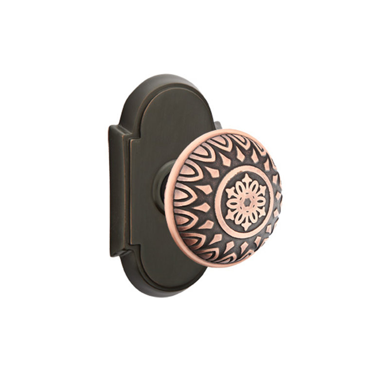 Privacy Lancaster Knob with # 8 Rose, Oil Rubbed Bronze
