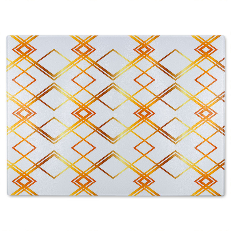 Geometric Pattern Glass Chopping Board, 40cm L x 28cm W