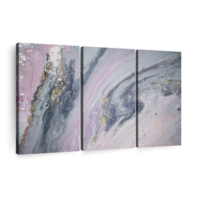 Reproduction d'art sur toile rose et gris, H 38 po x l 24 po x P 1,25 po