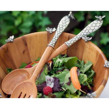 Wood Acacia Salad Server Sets with Salad Spoon and Fork Wooden