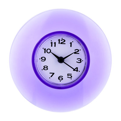 Bathroom Kitchen Mirror Suction Wall Clock Shower Waterproof Quartz Clocks Decoration Purple