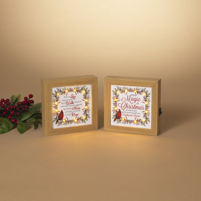 Illuminated 6.3 in L Battery Operated Lighted Wood Holiday Cardinal Design