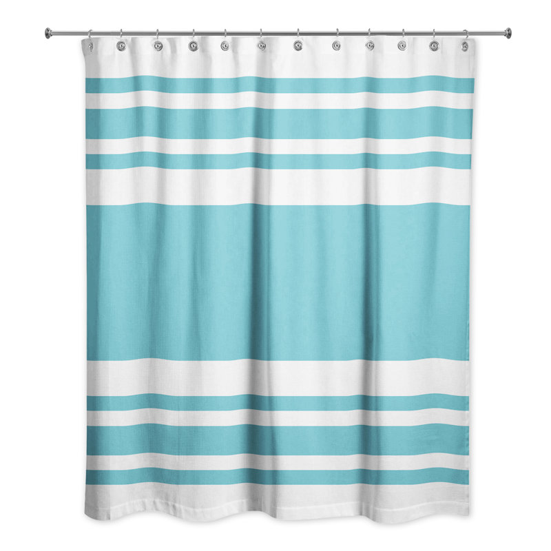 Rideau de douche Hylan, Bleu sarcelle rayé 2