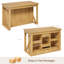 Îlot de cuisine avec rangement Viviwood, îlot de bar avec support à vin, chêne