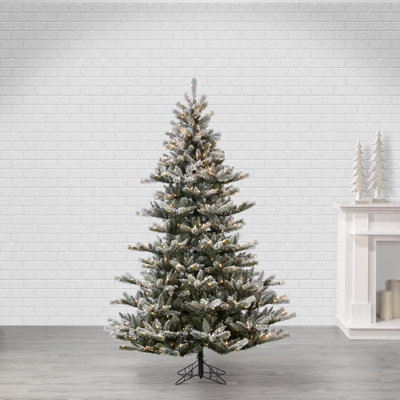 7.5 ft. Pre Lit Clear UL Natural Cut Flocked Layered Northwood Fir