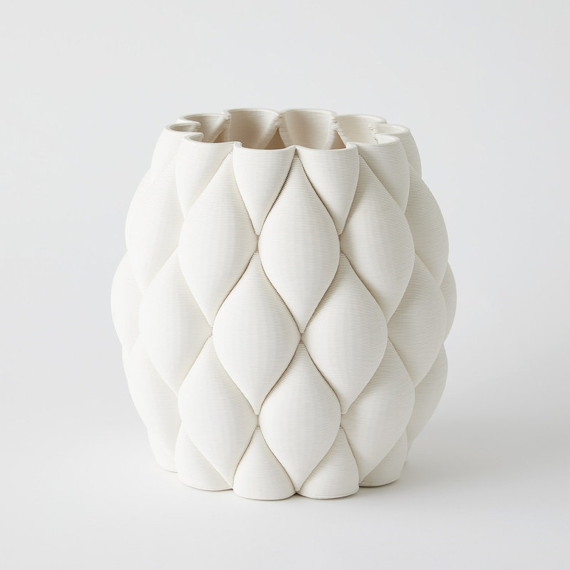 Vase avec coussins - Blanc mat - Lg, H 9,75 po x l 9,25 po x P 9,25 po