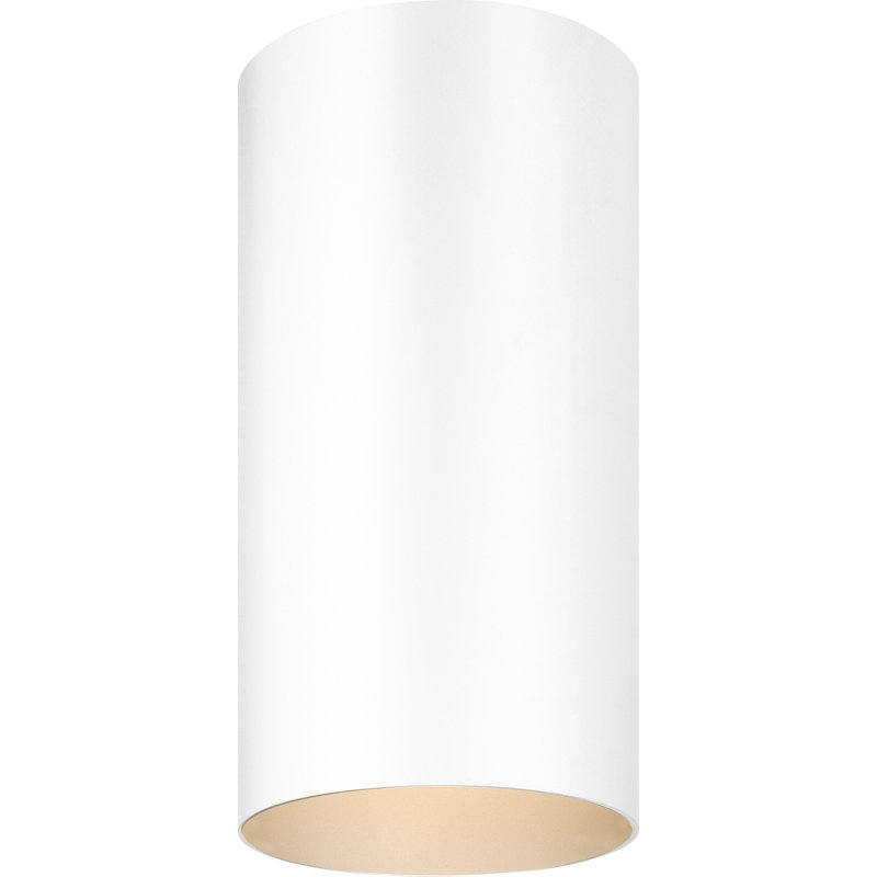  1-Light 6"W Indoor or Outdoor White Aluminum Flush Mount Cylinder Ceiling Fixture, 12" H x 6" W x 6" D