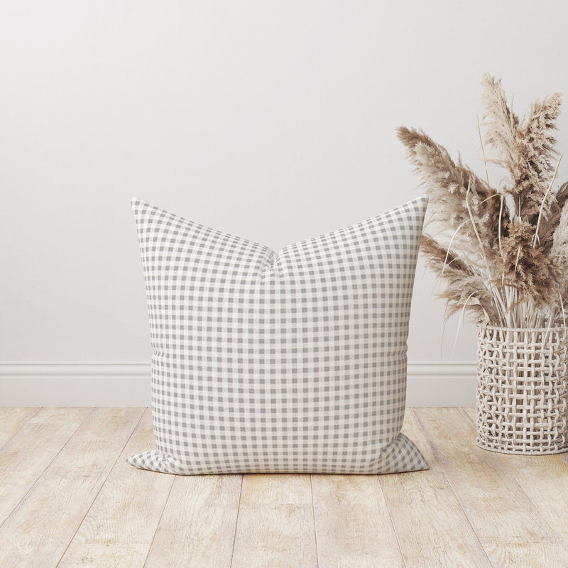 Housse de coussin gris et blanc, 17 po x 17 po, Blanc / gris