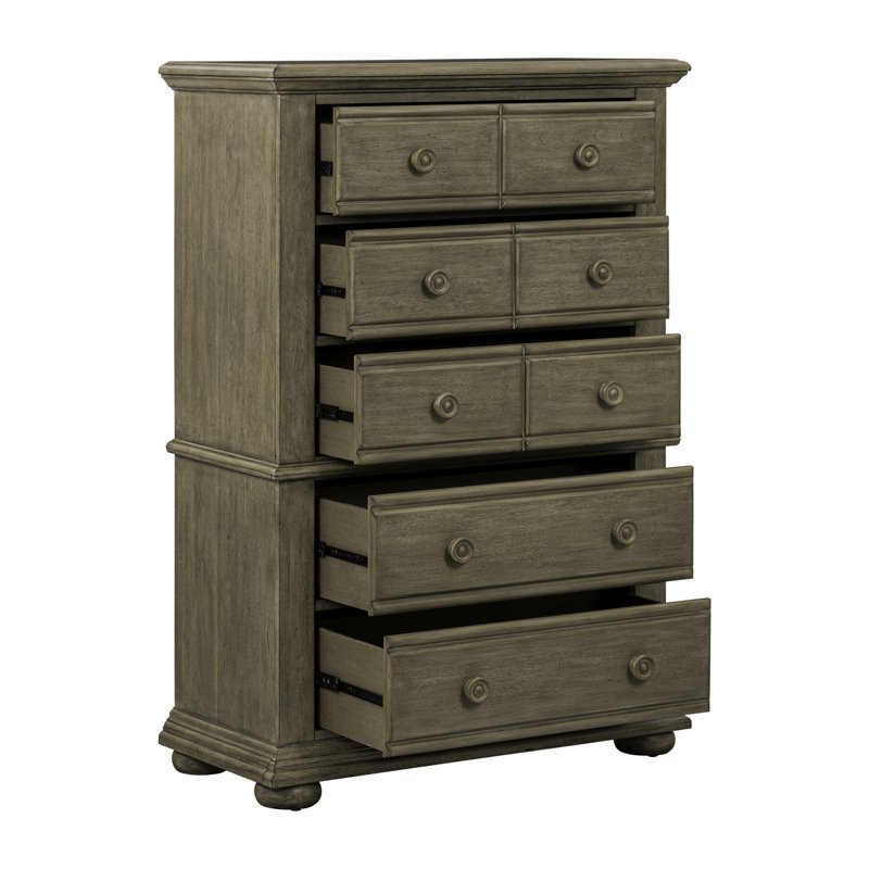Commode de chambre à coucher 5 tiroirs Alvy, Tan