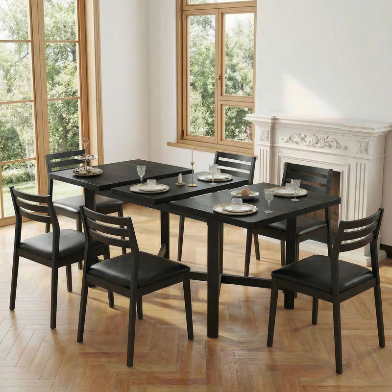 Aveline Extendable Dining Table 47" To 63" - Expandable Table With X-Brace Metal Legs, Smooth Glide Mechanism, Seats 6-8, Space Saving For Small Areas