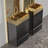 20" Striped Matt Black Bathroom Vanity With Integrated Brushed Gold 304 Stainless Steel Bathroom Sink, Freestanding Bathroom Cabinet For Modern Bathroom-615040848