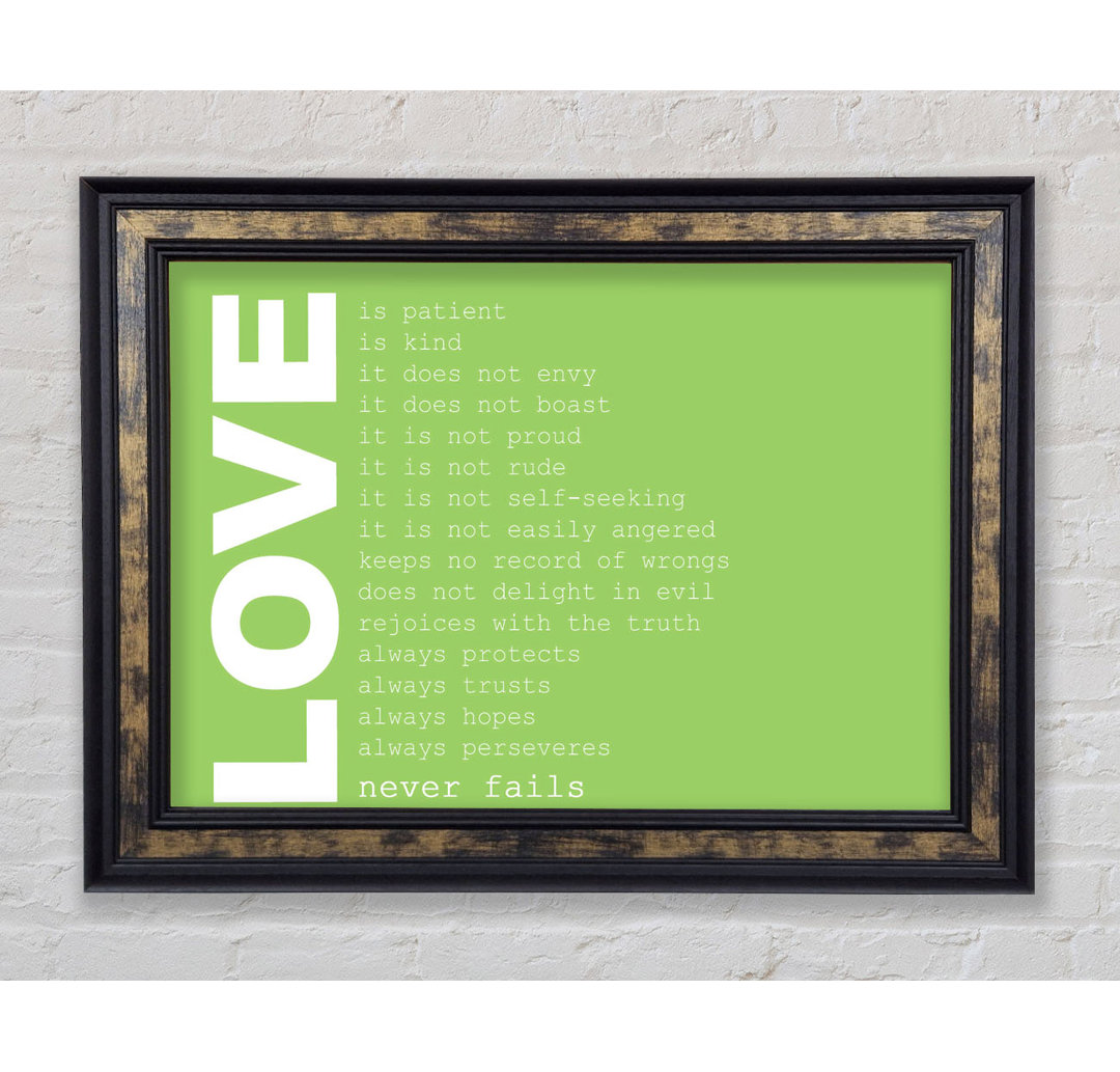 Love Never Fails Lime Green - Druck