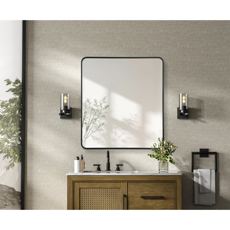 Erath Contour Metal Mirror, 40" x 36", Black