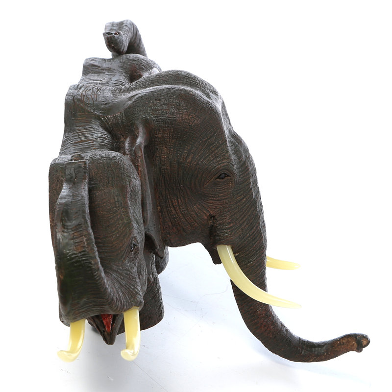 Hand-Painted Resin Elephant Trio Wall Sculpture