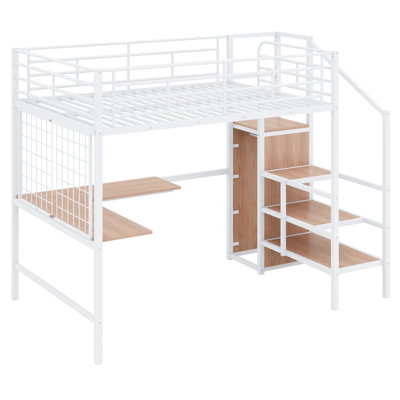 Ontario Metal Platform Loft Bed with Shelves by Mason & Marbles by Mason & Marbles