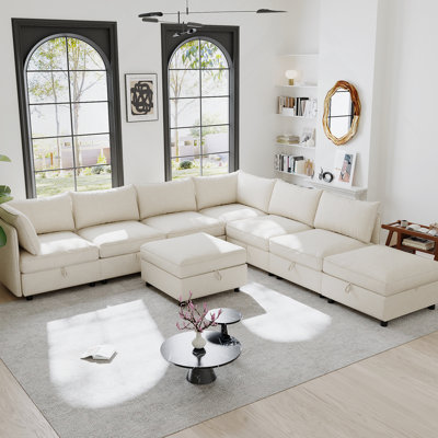 Modular Sectional Sofa, Convertible Sofa Seat With Storage, Sleeper Sectional Sofa Set