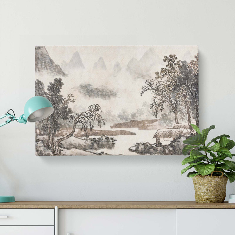 Clouds Over The River by Shen Zhou - Wrapped Canvas Painting, 35cm H x 50cm W x 3cm D