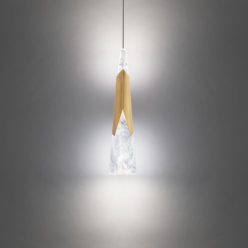 Kilt LED Mini Pendant, Aged Brass, 4000