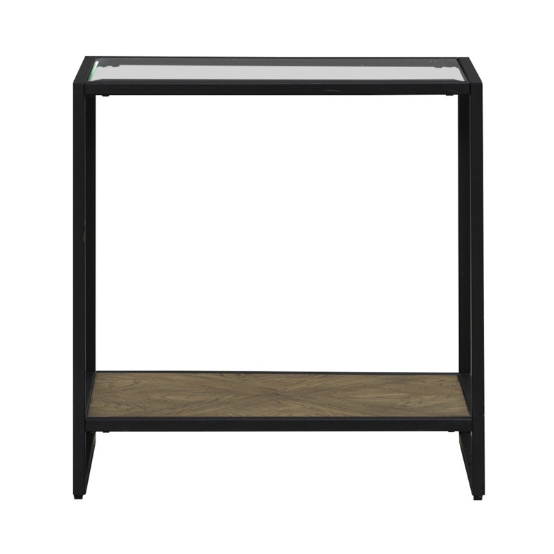 Jaylan Chairside Table w/ Tempered Glass Top & 1 Bottom Shelf