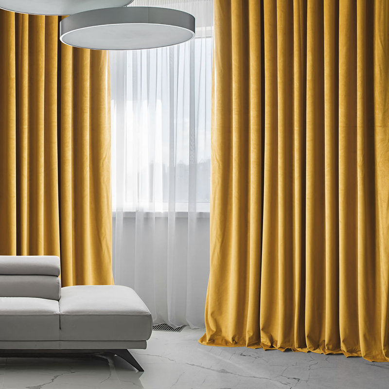 Loria Plush Velvet 100% Blackout Curtains For Bedroom, Living Room - Single Panel, 50" W x 108" L, Sophomore Gold