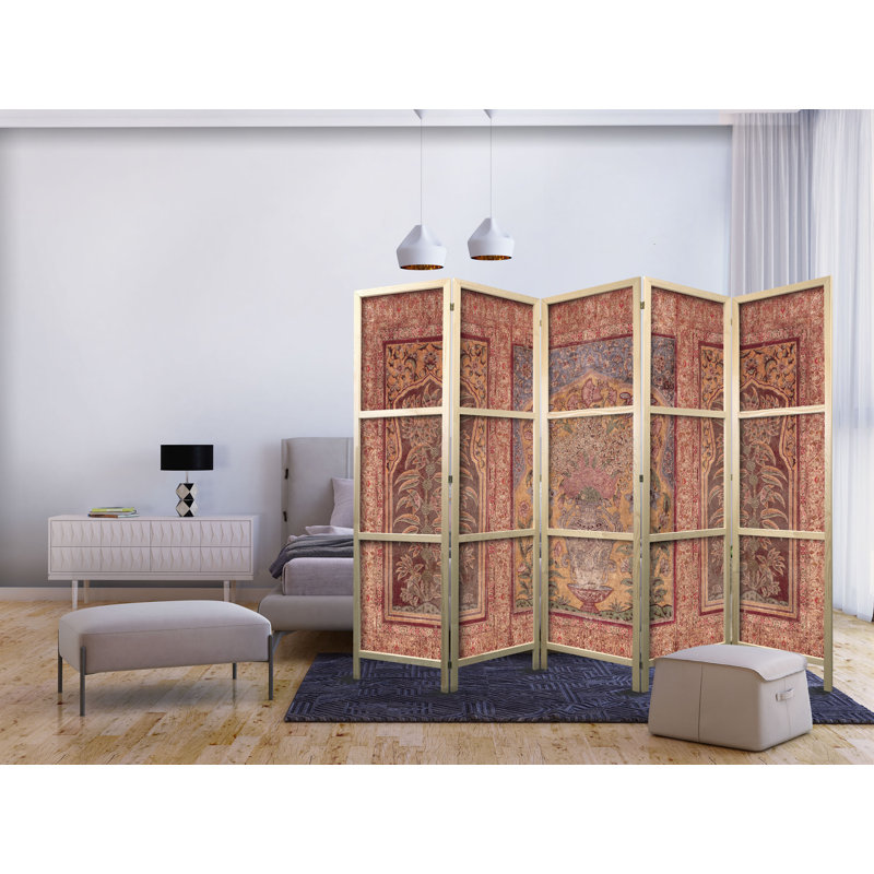 225cm W x 171cm H 5 - Panel Solid Wood Folding Room Divider