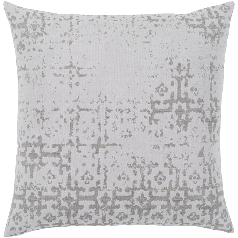 Abstraction Cotton Geometric Throw Pillow, Light Gray, 20" x 20", Down
