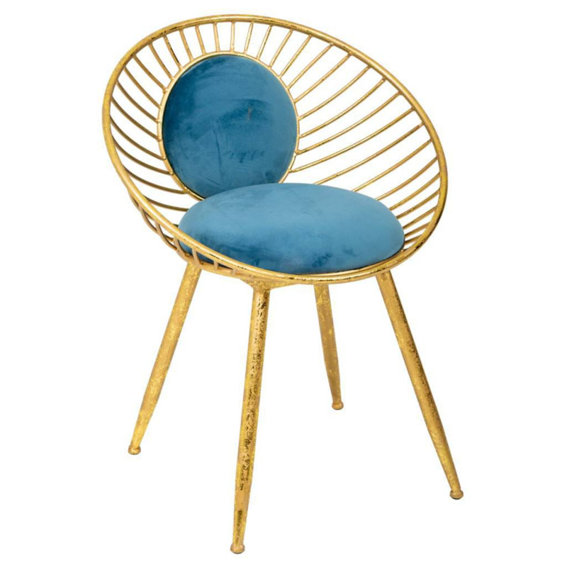 STOOL WITH GREEN CUSHION KD, Blue