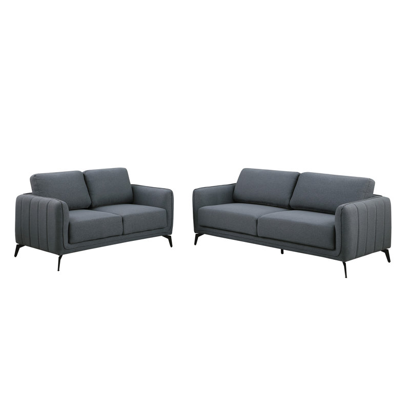 Chari Living Room Set, Chari Dark Grey Fabric
