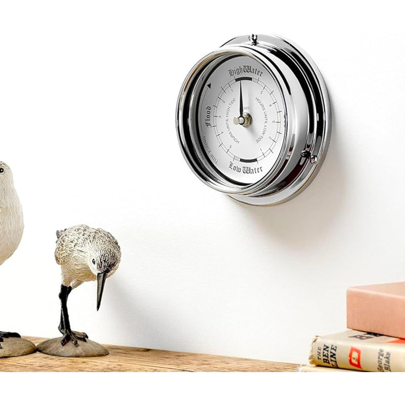 Handmade Brass Tide Clock With Chrome Plating – Precision Time & Tide Tracking For Fishing And Coastal Activities, Durable Nautical Design