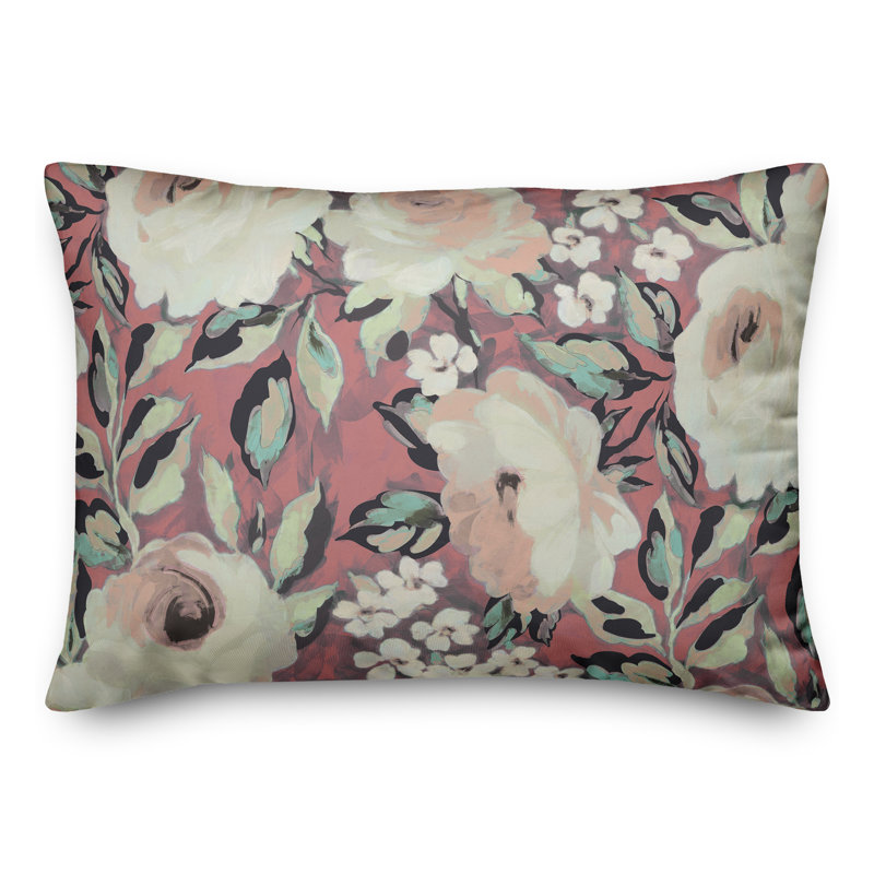 Floral Outdoor Throw Pillow, Pink